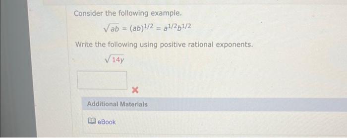 Solved Consider The Following Example. Ab=(ab)1/2=a1/2b1/2 | Chegg.com