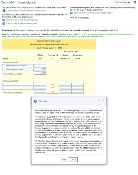 Solved CompM4 1 book static The Jacksonville Shirt Company