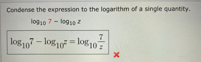 Solved Condense the expression to the logarithm of a single | Chegg.com