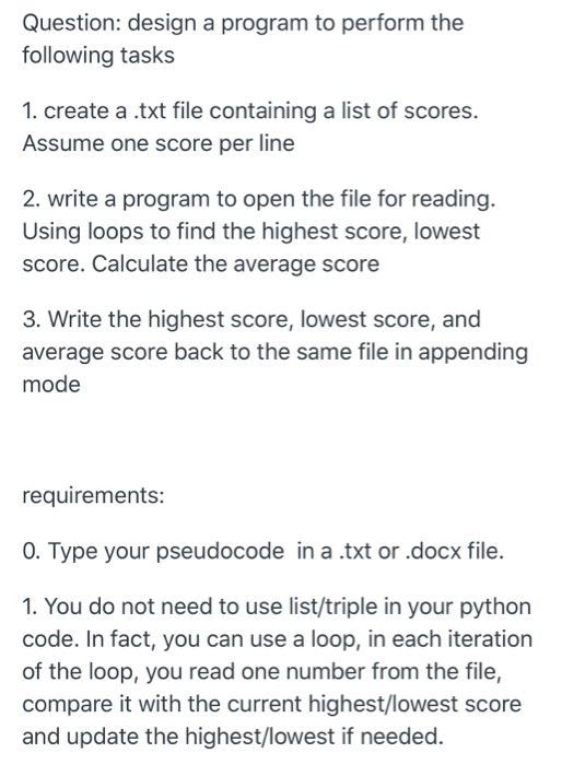 Solved Question: design a program to perform the following | Chegg.com