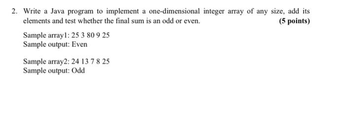 Solved 2. Write a Java program to implement a | Chegg.com