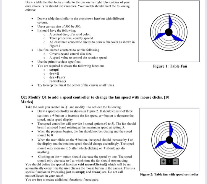 Solved Draw a table fan that looks similar to the one on the