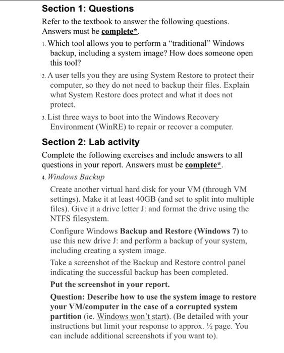 Solved Section 1: Questions Refer to the textbook to answer | Chegg.com
