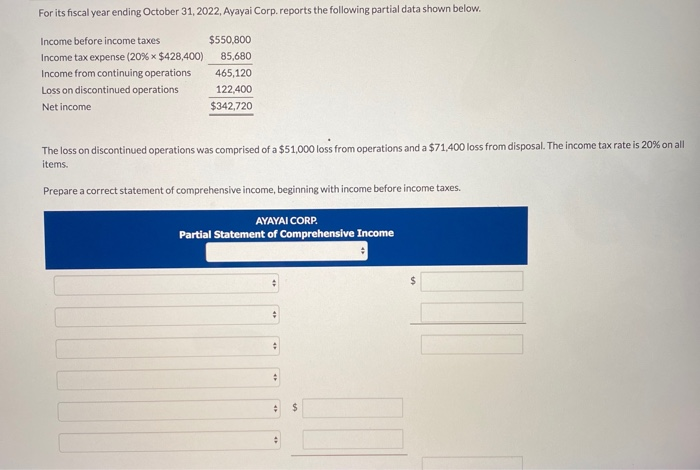 Solved For Its Fiscal Year Ending October 31, 2022. Ayayai | Chegg.com