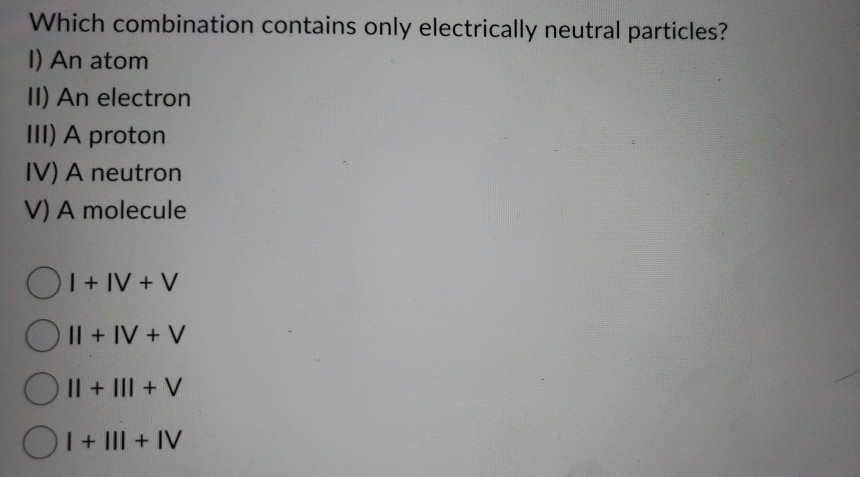 electrically neutral particles found in the nucleus of an atom are called