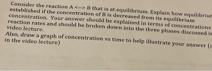 Solved Consider the reaction A B that is at | Chegg.com