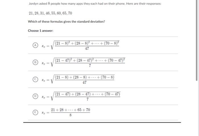 Solved Jordyn asked 8 people how many apps they each had on | Chegg.com