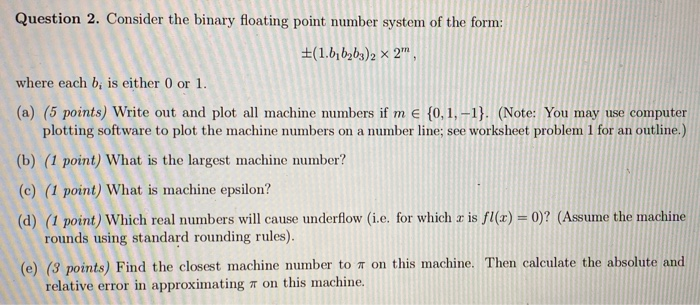 Solved Question 2. Consider the binary floating point number | Chegg.com