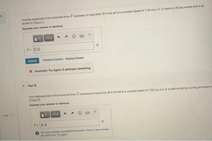 Solved Uestion 9 Block A In The Figure Weighs 1.20 N And | Chegg.com