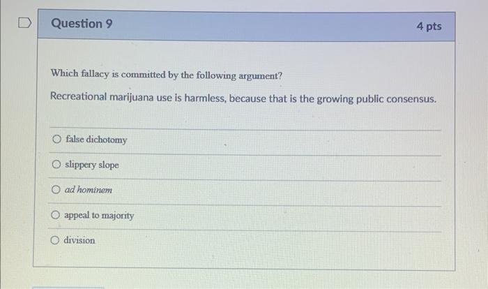 Which fallacy is committed by the following argument? | Chegg.com