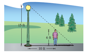 Solved: Geometry Find the length of the shadow of the man shown in ...