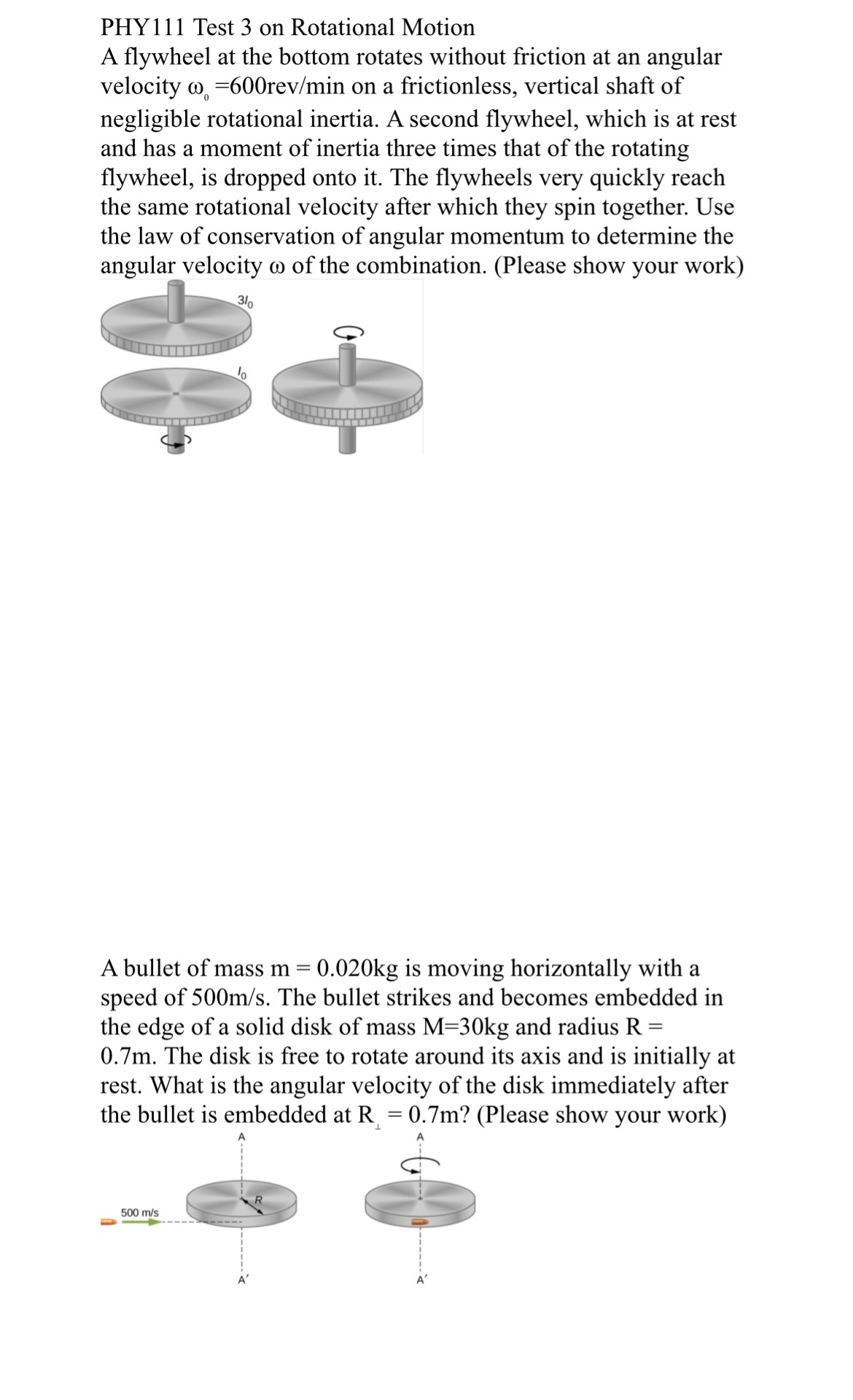 Solved PHY111 ﻿Questions on Rotational MotionA flywheel at | Chegg.com