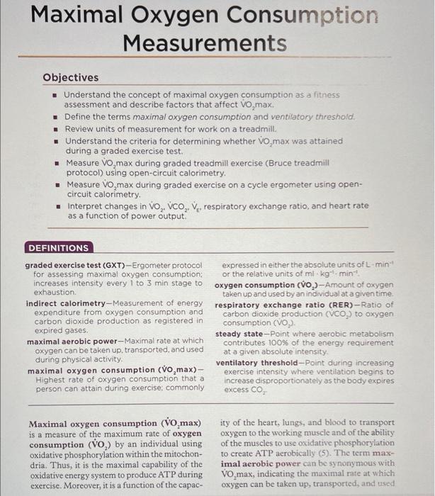 VO2max and Oxygen Consumption