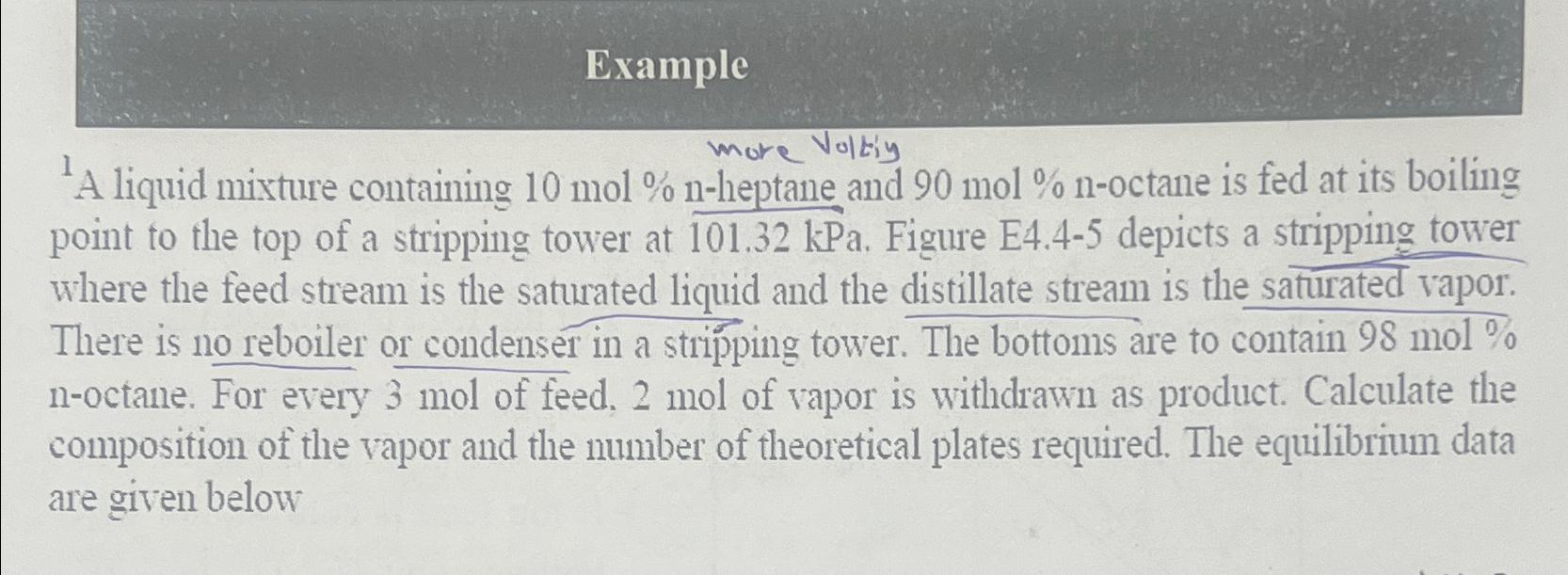 Solved Example?1 ﻿A liquid mixture containing 10mol% | Chegg.com