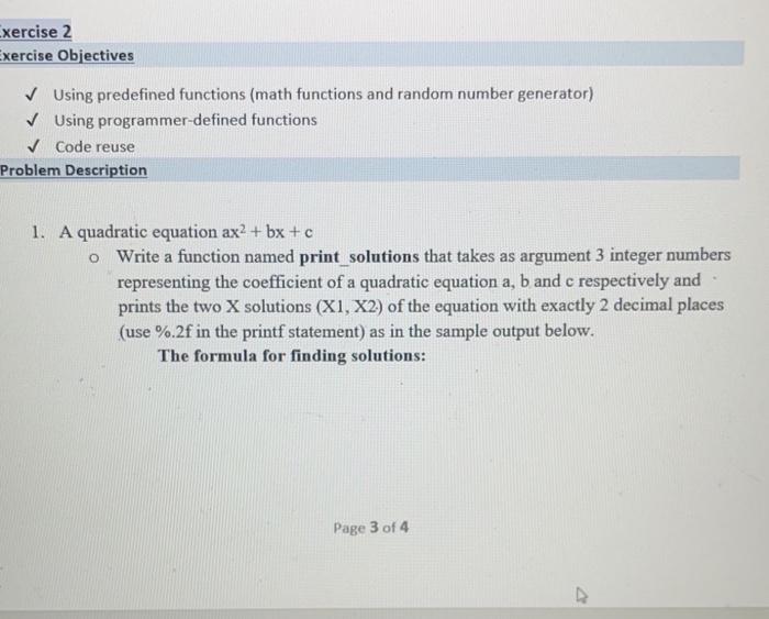 Solved xercise 2 Exercise Objectives Using predefined | Chegg.com
