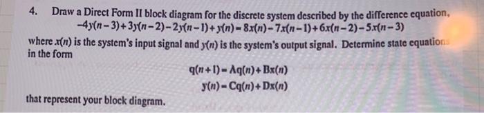 Solved 4. Draw a Direct Form II block diagram for the | Chegg.com