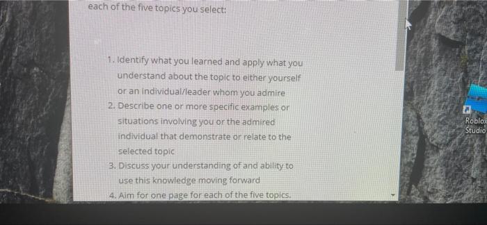 Solved Select five of the topics that resonate with you and | Chegg.com