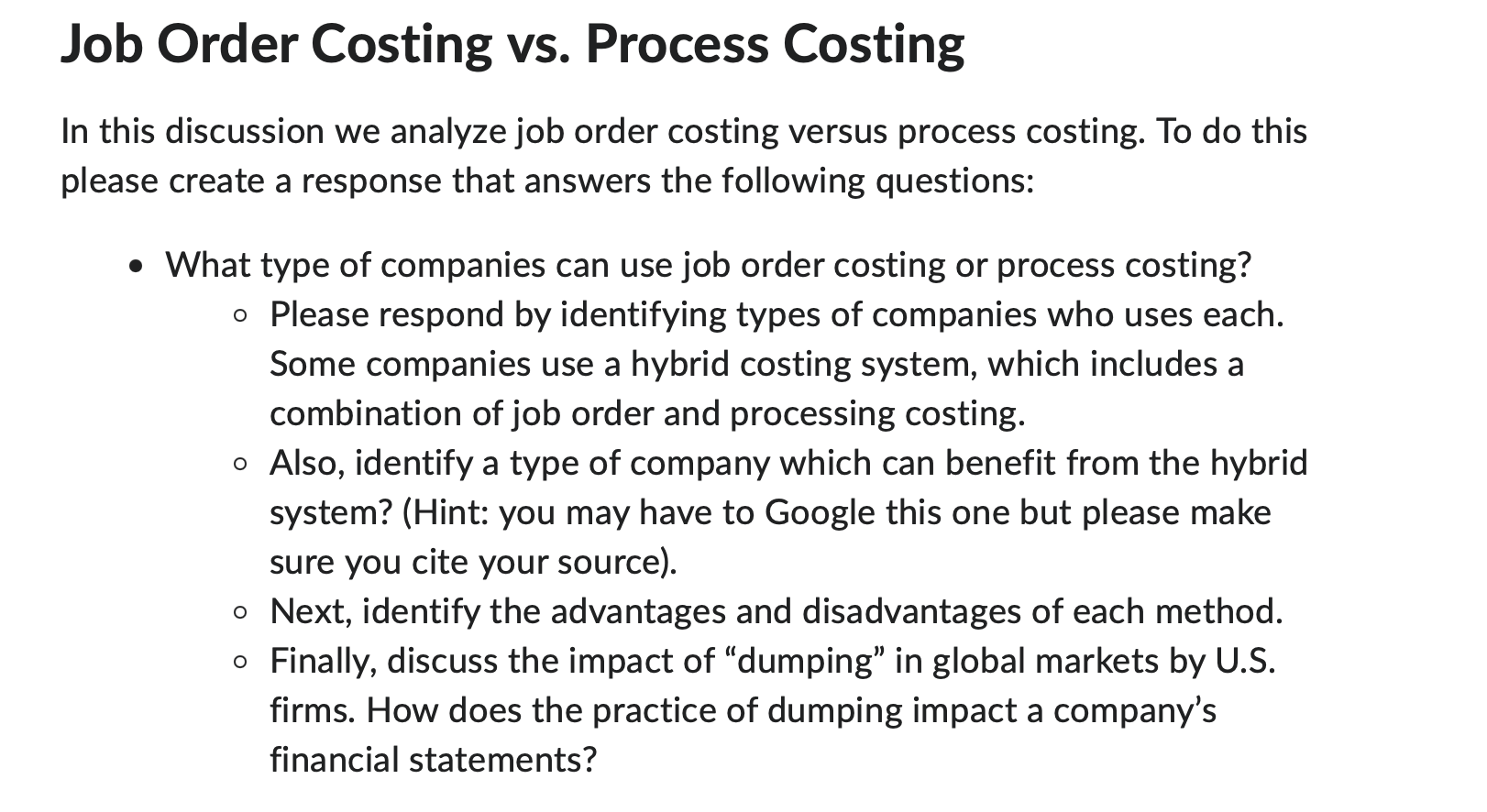 Solved Job Order Costing vs. ﻿Process CostingIn this | Chegg.com