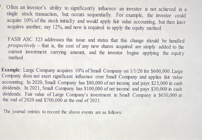 Solved F. Often an investor's ability to significantly | Chegg.com
