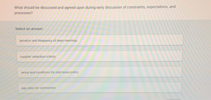 Solved What should be discussed and agreed upon during early | Chegg.com