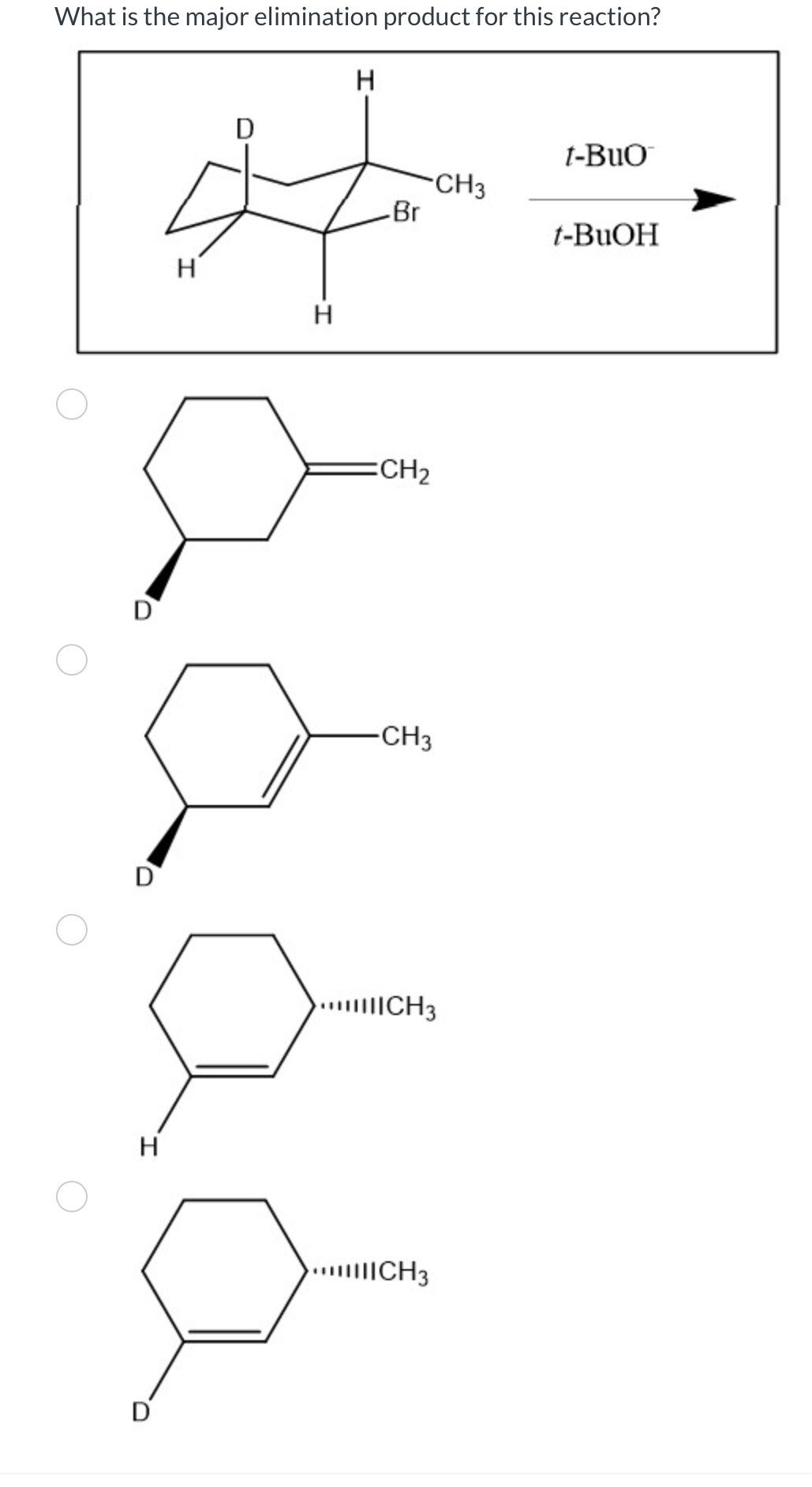 Solved What is the major elimination product for this | Chegg.com