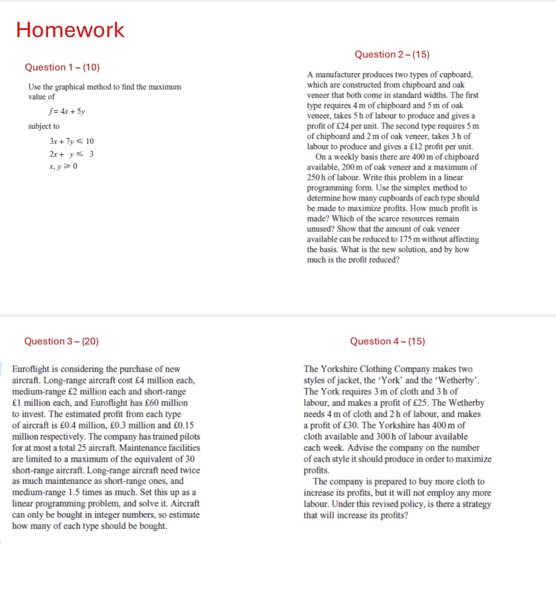 Solved HoQuestion 1 - (10)Use the graphical method to find | Chegg.com