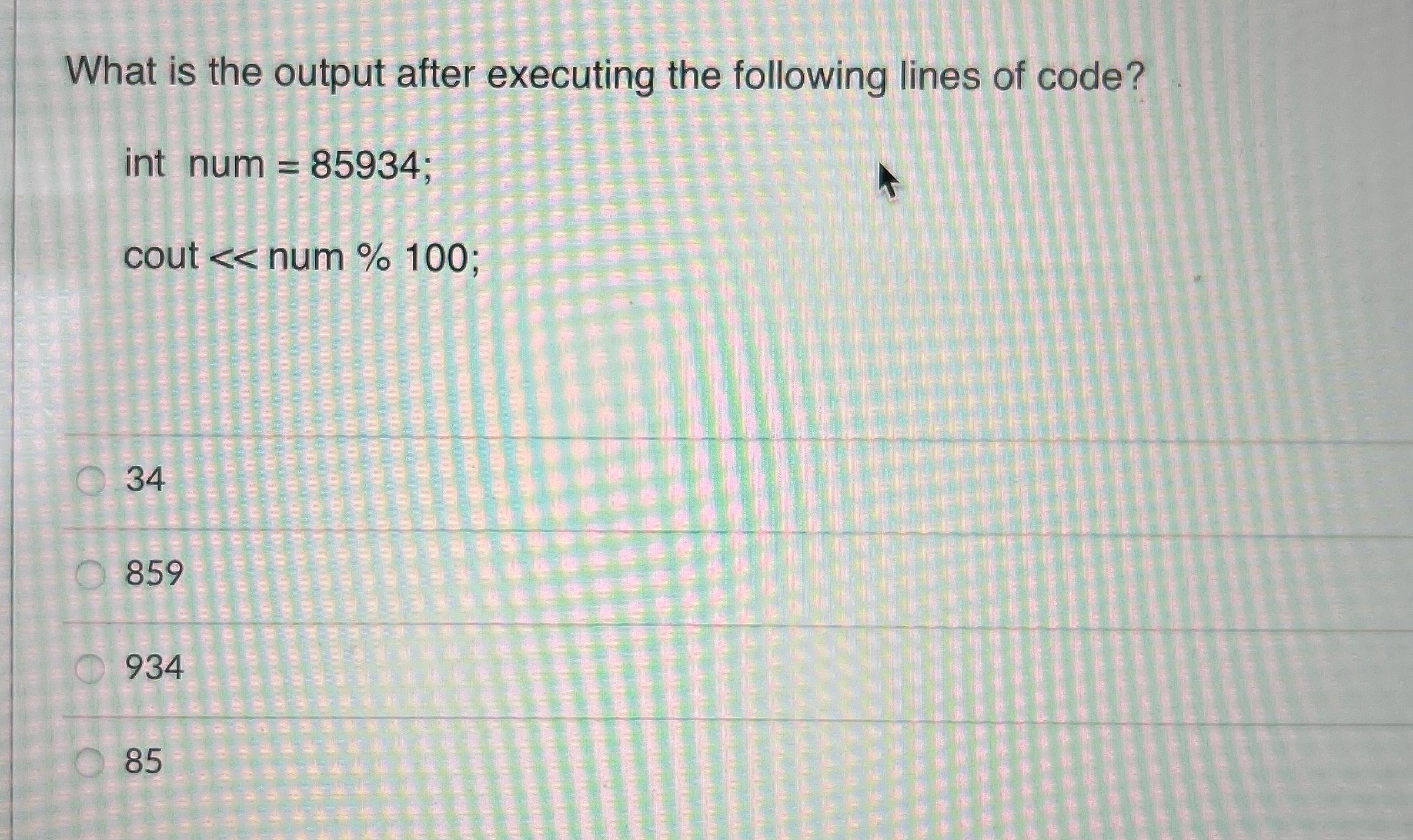 Solved What Is The Output After Executing The Following Chegg Com