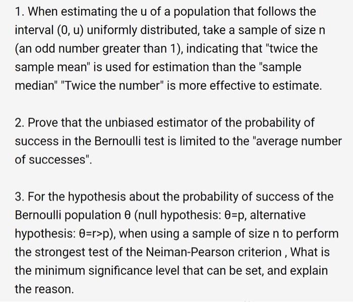 Solved 1. When estimating the u of a population that follows | Chegg.com