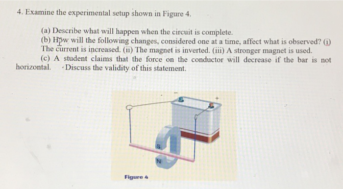 Solved 4. Examine the experimental setup shown in Figure 4. | Chegg.com