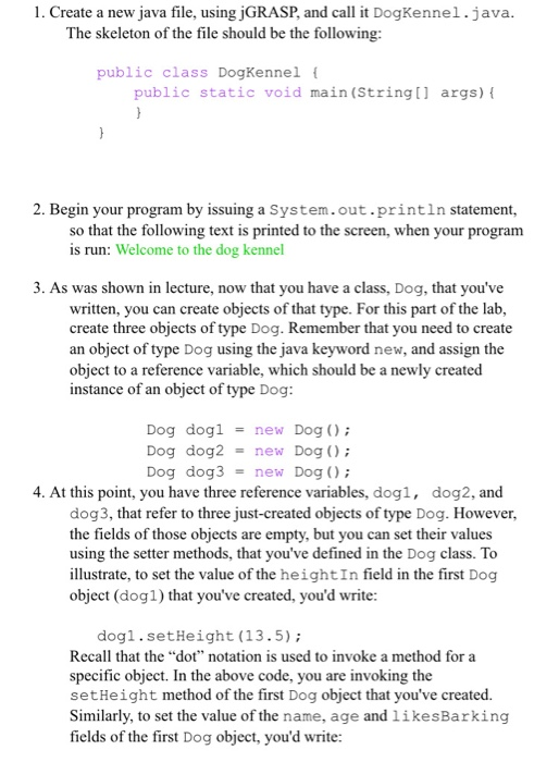 (Solved) : Hello Help Part Java Program Already Finish Dog Java Working ...
