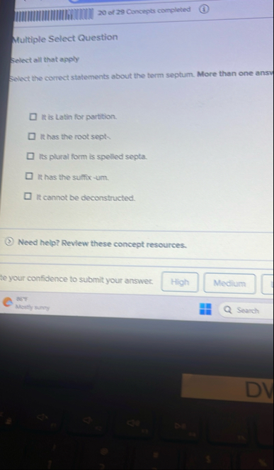 Solved 20 ﻿of 29 ﻿Concepts completed(1)Multiple Select | Chegg.com