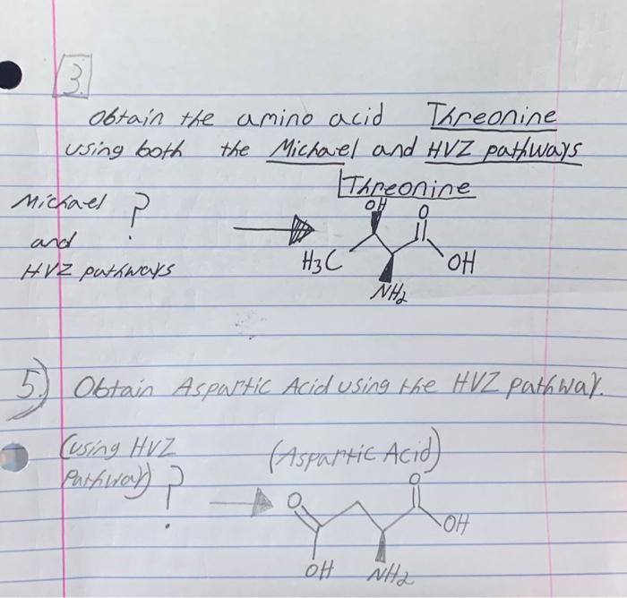 Solved Obtain The Amino Acid Threonine Using Both The | Chegg.com