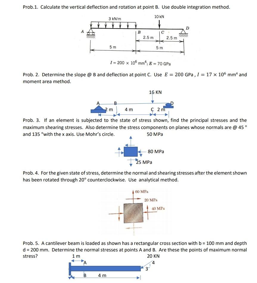 Solved Prob.1. Calculate The Vertical Deflection And | Chegg.com