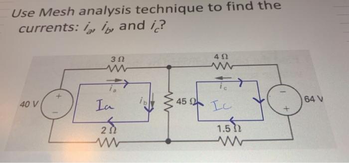 Solved Use Mesh analysis technique to find the currents: la | Chegg.com