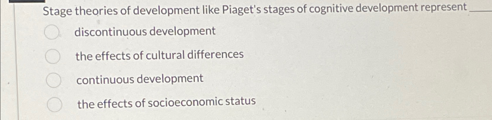 Piaget discontinuous clearance development