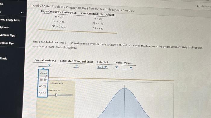 Solved End-of-Chapter Problems: Chapter 10 The t Test for | Chegg.com