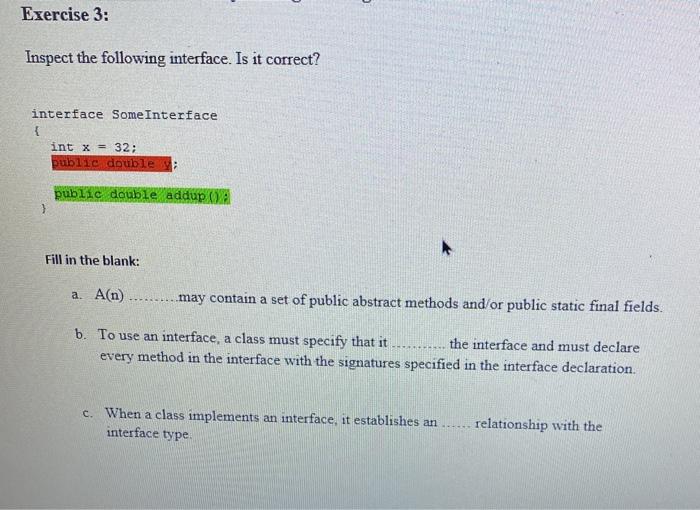 Solved Exercise 3: Inspect the following interface. Is it | Chegg.com