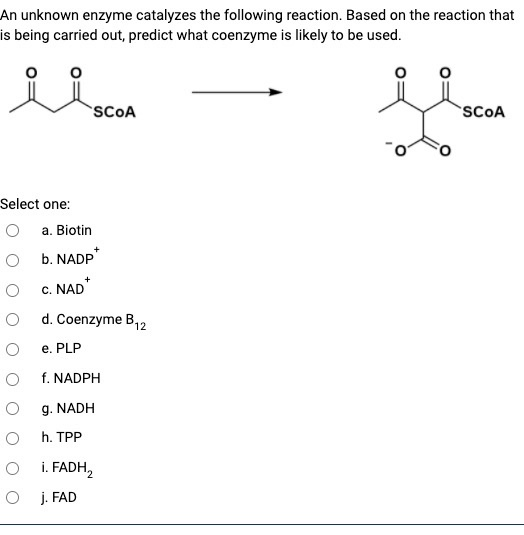 Solved An unknown enzyme catalyzes the following reaction.