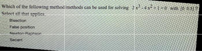 Solved Which of the following method methods can be used for | Chegg.com
