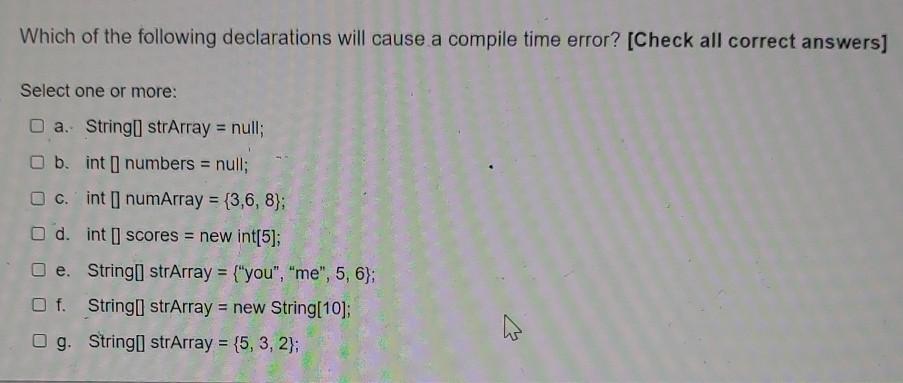 Solved Which of the following declarations will cause a | Chegg.com
