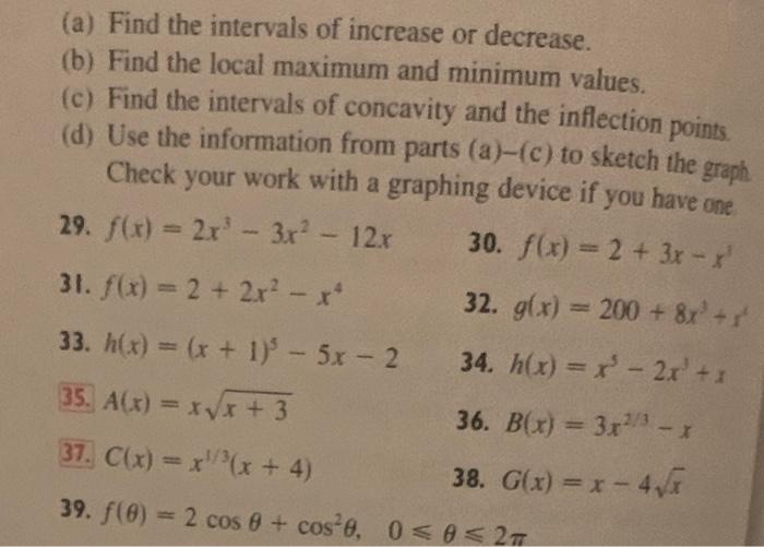 Solved (a) Find the intervals of increase or decrease. (b) | Chegg.com