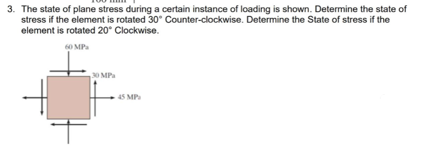 Solved 3. ﻿The state of plane stress during a certain | Chegg.com