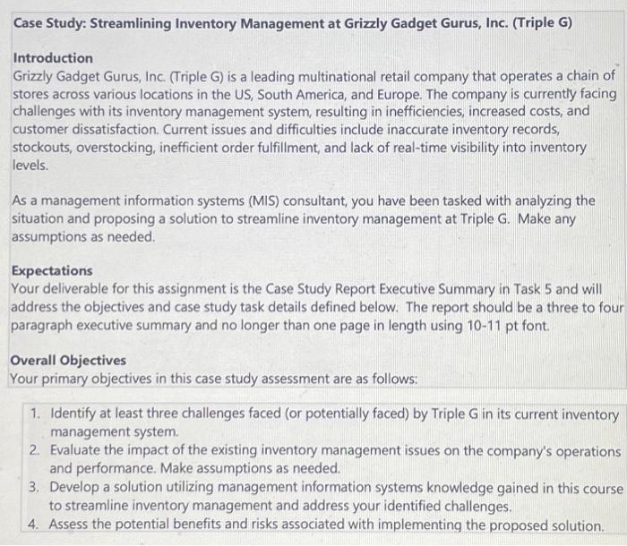 Solved Case Study: Streamlining Inventory Management at | Chegg.com