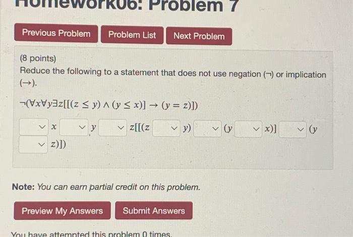 Solved (8 points) Reduce the following to a statement that | Chegg.com