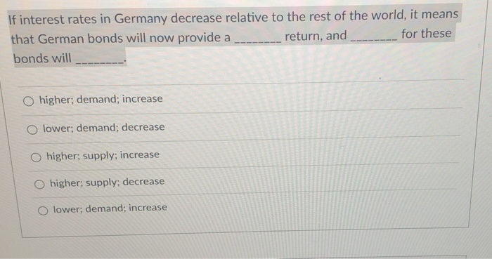 Solved If interest rates in Germany decrease relative to the | Chegg.com
