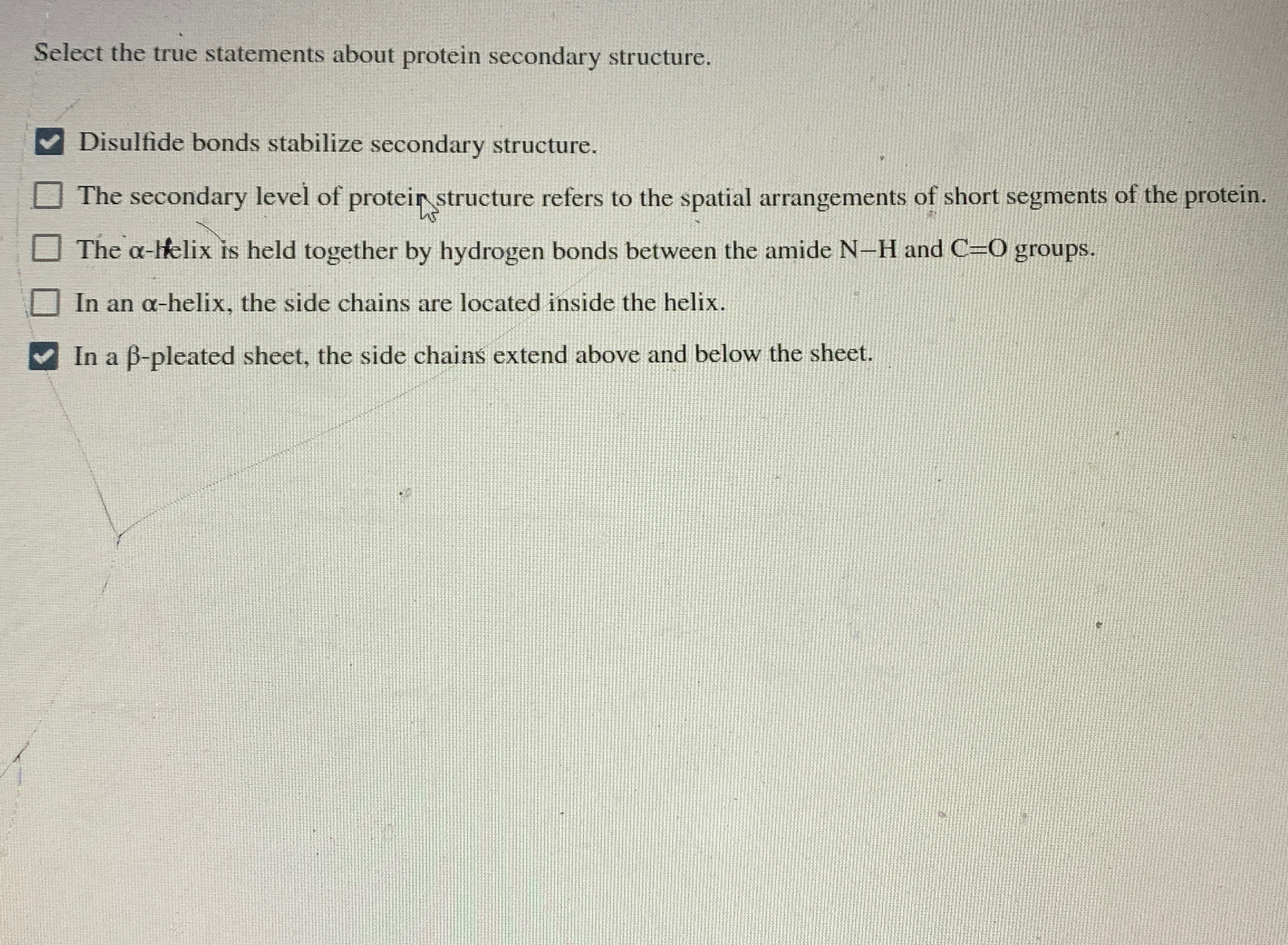 Solved Select the true statements about protein secondary | Chegg.com