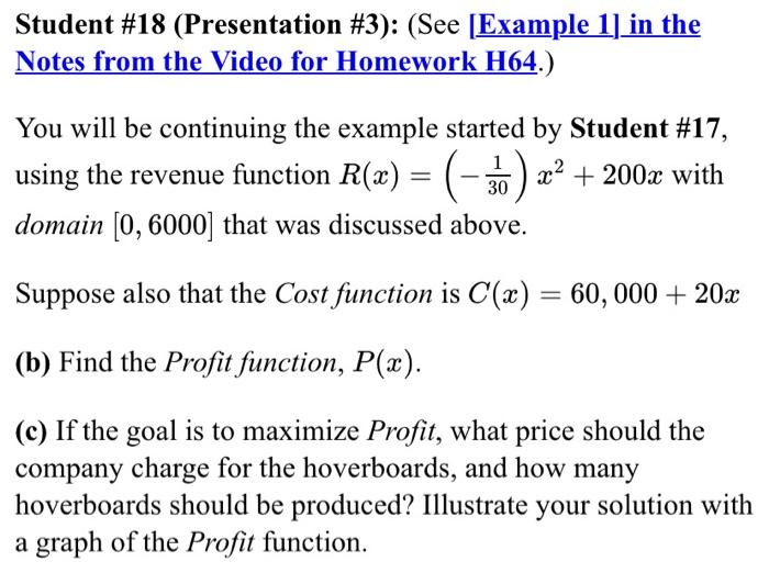 Solved Student #18 (Presentation #3): (See [Example 1] in | Chegg.com
