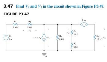 Solved 3.41 Find V1 and V2 in the circuit shown in Figure | Chegg.com