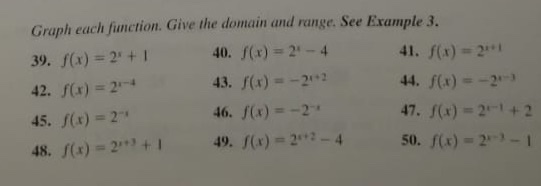 Graph Each Function Give The Domain And Range See Chegg Com