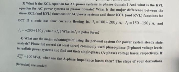 Solved 3) What is the KCL equation for AC power systems in | Chegg.com